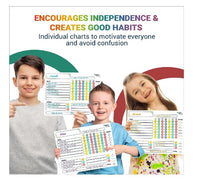 3-Piece Magnetic Chore Chart Set with Markers: Organize Family Tasks & Rewards
