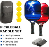 Fiberglass Graphite Pro Pickleball Paddles Set: High Spin, Non-Slip - 2 Paddles, Balls, Towels & Bag